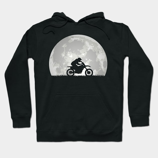 Motorcyclist at night in moonlight Hoodie by POS